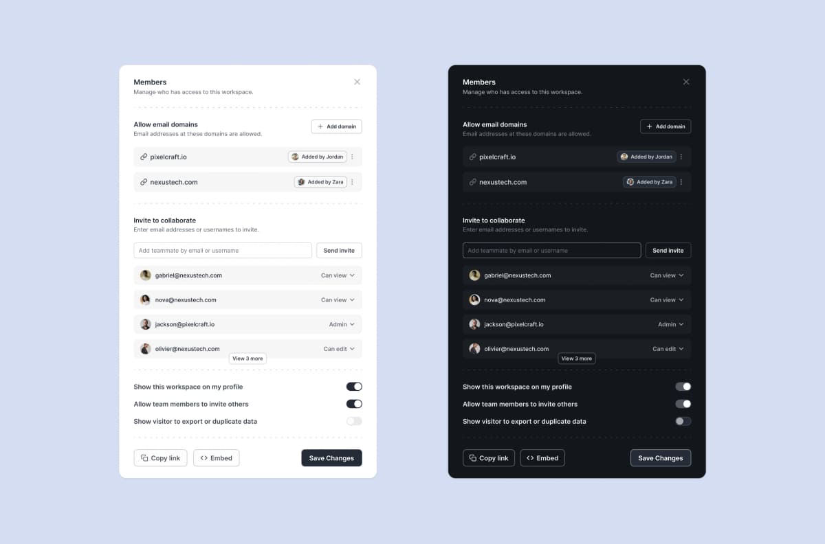 Interface prototype screen details